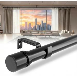 Outdoor Curtain Rods for Patio, Extra Long Rod (32 to 240 Inch) Heavy Duty Curtain Rod, Adjustable Wall & Ceiling Mount, Matte Black Room Divider, For 1 Large Window or 2 Windows,5 Holders