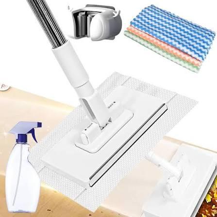 Snap Grip Mini Mop,Cloth Changing Mini Mop,27inch Long Handle Mopping Stick,360° Swivel Head,Dry and Wet Use,Ideal for Tight Corners,Tile,and Hardwood(White,6 Cloth)