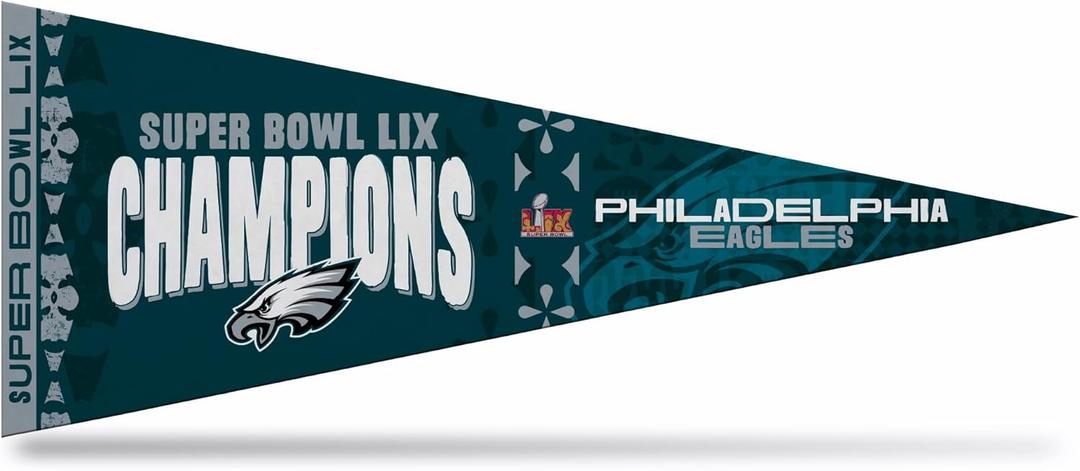 Rico Industries NFL Football Philadelphia Eagles 2025 Super Bowl Champs 12" x 30" Felt Wall Dcor Pennant - Great for Home/Bed Room/Man Cave Dcor