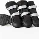Spark Paws Dog Rainboots, Waterproof Dog Shoes for Medium to Large Dogs, Non Slip, Dog Booties and Paw Protectors - 4PCS Doggie Hiking Boots with Reflective Straps - Black, Size 6