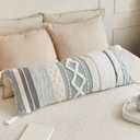 Decorative Boho Lumbar Pillow Cover 14x36  Beautiful Throw Pillow with Soft Texture for Bed, Couch Decor or as Body Cushion  A Stylish Addition to Your Bedroom (Blue)