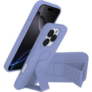 LAUDTEC Silicone Kickstand Case Compatible with iPhone 16 Pro Max, Flexible Soft Liquid Silicone Stand Case for iPhone 16 Pro Max (Purple)