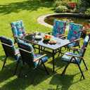 Hoteam 6 Set Outdoor Patio Chair Cushions 20 x 42 in Deep Seat Waterproof Patio Cushions Set for Furniture Replacement Removable Seat and Back (Palm)