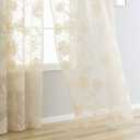 Ivory Sheer Lace Curtains for Bedroom Living Room Studio 84inch Long Vintage Rose Floral Embroidered Semi Sheer Curtain Panels Privacy Leaf Sheer Drapes with Scalloped Edge Beige, 54"w 2pcs 7ft