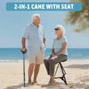 ALEVMOOM Walking Cane with Seat Folding Lightweight, 2-in-1 Cane Stool for Adults, Aluminum Walking Stick with Seat, Stick Chair Portable Stool for Senior