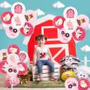 36pcs Pink Farm Animal Balloons Girls, 12 Inch Cow Sheep House Pig Car Donkey Latex Balloons Farm Animal Birthday Party Supplies Pink Farmhouse Baby Shower Decorations for Kids Barnyard Themed Party