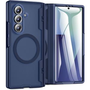 for Samsung Galaxy Z Fold 7 Case [Compatible with MagSafe] [Hinge Protection] [Built-in HD Screen Protector] Translucent Hard Shockproof Magnet Phone Cover for Zfold 7 - Blue