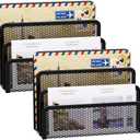 Marbrasse Mail Organizer for Desk, 3-Slot Mesh Metal Mail Holder countertop, Letter Holder, Office Desktop Envelope and Document Storage Rack (2P)