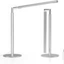 Metal Desk Lamp for Home Office - 16'' Foldable LED Desk Light for Reading, 4 Color Temps, 15W 1200Lm Dimmable Table Lamp with Flexible Arm, Task Lamp for College Dorm Study Painting, Silver