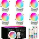 HEKEE LED Reccessed Downlights, Color Changing, 6 Inch, Recessed Ceiling Lights (6 Packs)