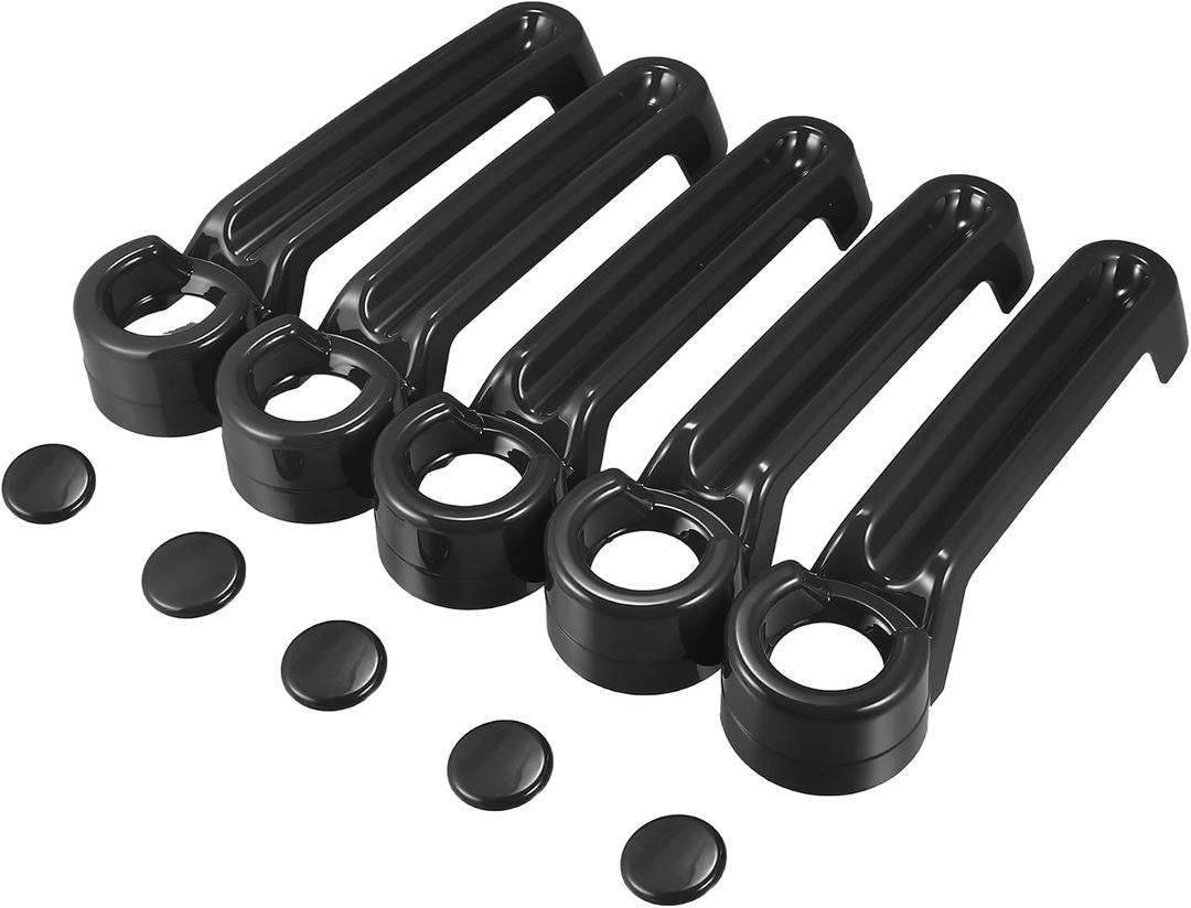 X AUTOHAUX 5pcs Exterior Door Handle Cover Trim Tailgate Door Handle Panel Cover for Jeep Wrangler JK JKU 2007-2018 for Jeep Liberty 2008-2012 for Dodge Nitro 2007-2011 Black