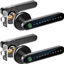 IRONZON 2PACK Fingerprint Door Lock Door Knob with Keypad Keyless Entry Door Lock with Handle for Home Hotel Office Apartment (Black2P)
