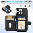 SHIELDON Wallet Case for iPhone 16 Pro Max 6.9", Genuine Leather Minimalist Undetachable Magnetic RFID Blocking 6 Card Slots, Protective Phone Cover Compatible with iPhone 16 Pro Max - Nappa Black