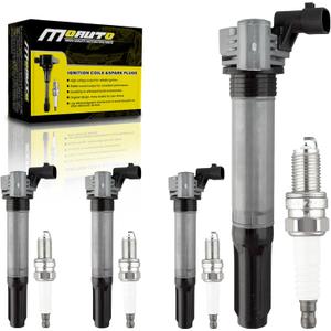 Set of 4 Ignition Coils Pack UF649 68070492AB & 4 PCS Iridium Spark Plugs Compatible with Fiat 500 2012-2017 1.4L L4