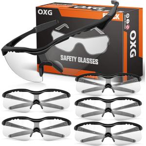 OXG Tinted Safety Glasses for Men Women, ANSI Z87.1 Unisex Safety Sunglasses Impact Resistant Protective Eyewear, 6 Packs