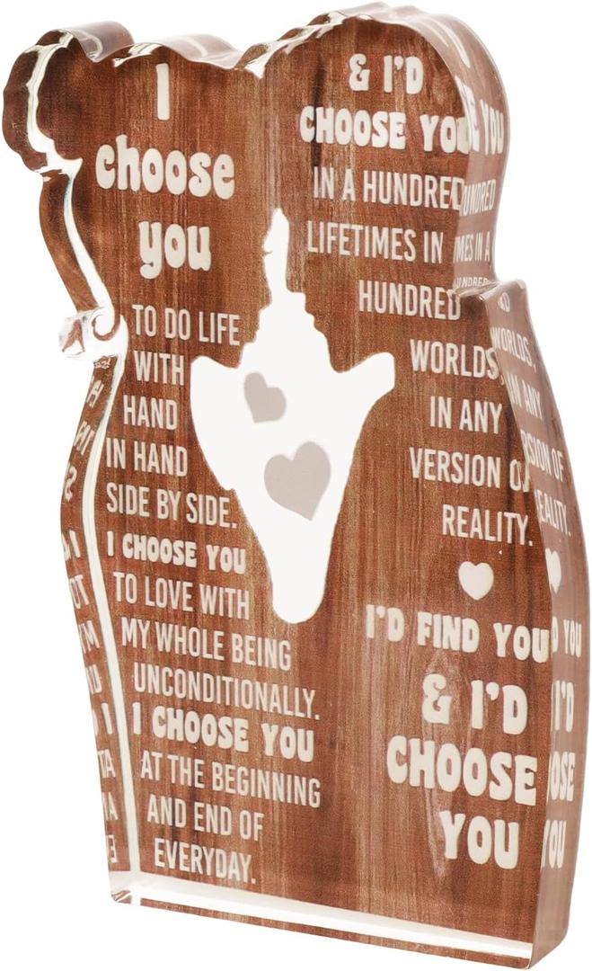 Valentine Day Acrylic Plaque Sign Romantic Gifts Engraved I Choose You for Home Acrylic Desk Decor Boyfriend Girlfriend Anniversary Birthday Gift Ideas for Her Him Couple Gift