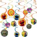 Everyday Sesame Street Spiral Hanging Decorations (Pack of 12) - Multicolor Paper - Vibrant & Fun Party Decor for Themed Gatherings, Events & Celebrations