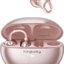 Kinglucky Upgraded Clip-On Earbuds Bluetooth 6.0 Wireless Headphones Open Ear Buds Comfortable Fit & Crystal-Clear Sound, 50H Playtime for Women & Kids Ideal for Small Ears, Sports, Glasses Rose Gold