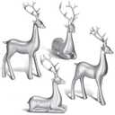 Thyle 4 Pcs Christmas Reindeer Decor Small Resin Standing Sitting Deer Figurine Mini Reindeer Christmas Table Decoration for Home Indoor Xmas Holiday Small Statue Rustic Table Decor(Black, Silver)