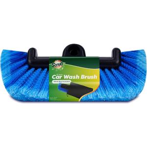 SCRUBIT 12" Car Wash Brush with Soft Bristles for Car Truck Boat Deck & House Cleaning, Exterior Washing Brush Connects with Pole & Hose Storage Bag Included (Blue)