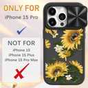 for iPhone 15 Pro Case with Slide Camera Cover, Sunflower Cases for iPhone 15 Pro with Ring Holder, Sunflowers Stylish Aesthetic Designer Slim Protective Cover for 15 Pro