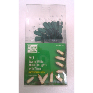 NEW HOME ACCENTS 50 WARM WHITE MINI LED LIGHTS BATTERY OPERATED W/ TIMER 16FT