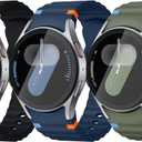 3 Pack Sport Band Compatible for Samsung Galaxy Watch 8/8 Classic Band 40mm 44mm 46mm (2025) Galaxy Watch 7 Bands 44mm 40mm, Samsung Galaxy Watch FE/6/5/4 Classic(40mm-47mm) No Gap Soft Silicone Replacement Strap for Men & Women (Black/Blue/Green)