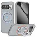 UGENINO Compatible with Google Pixel 10/Pixel 10 Pro Case with 360° Magnetic Ring Stand [Compatible with Mag-Safe] Shockproof Translucent Matte Phone Case for Google 10/10 Pro 6.3", Grey