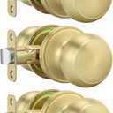 oldenwarm Gold Passage Door Knobs, 3 Pack Closet Door Knobs Interior, Passage Door Knobs Set for Hallway Closet Brushed Brass Door Knob Handles