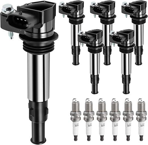NPAUTO Ignition Coil Pack Spark Plug fit for 3.6 V6 2004 2005 2006 2007 2008 2009 Cadillac CTS STS, 04-06 Cadillac SRX, 05-08 Buick Allure LaCrosse Rendezvous, 2009 Chevy Traverse, GMC Acadia, UF375