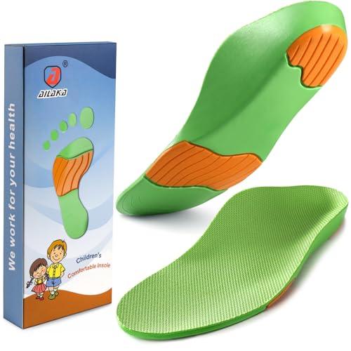 Ailaka Kids Orthotic Cushioning Arch Support Shoe Insoles, Children Pu Foam Inserts for Flat feet, Plantar Fasciitis, Feet Heel Pain Relief 33-34-35
