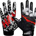 Youth Football Gloves Sticky Silicone Grip Tacky Wide Receiver Football Gloves (Adult X-Large, Black JKR)
