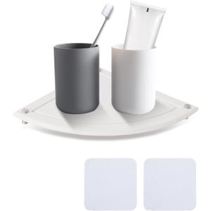 Corner Sink Caddy, 2PCS Instant Dry Sink Organizer, Diatomite Stone Sink Tray, Diatomaceous Earth Sponge Dispenser Holder Fast Drying Stone Rack for Kitchen & Bathroom
