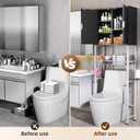 Kalrin Over The Toilet Storage Cabinet with Fluted Wave Doors and Adjustable Shelf, Wood Over Toilet Storage Rack with Drain Basket, Freestanding Bathroom Organizer for Balcony Laundry, Black & White, 23.62 inches x 9.45 inches x 66.54 inches