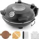 KLAIF 12" Electric Countertop Pizza Oven Indoor With Ceramic Stone, Dual Adjustable Temperature Controls, Includes 4 Pizza Tools, LMR-Black