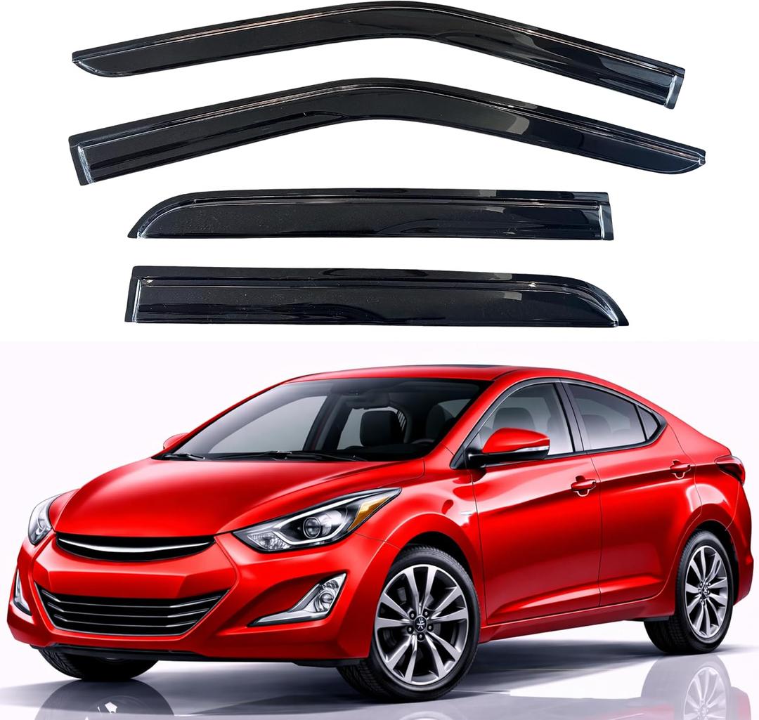 KPY Rain Guards Fit for 2011-2016 Hyundai Elantra Sedan, Out-Channel Window Visors Vent Wind Deflectors 4PC, Car Accessories for 11-16 Elantra Sedan (Excludes GT)