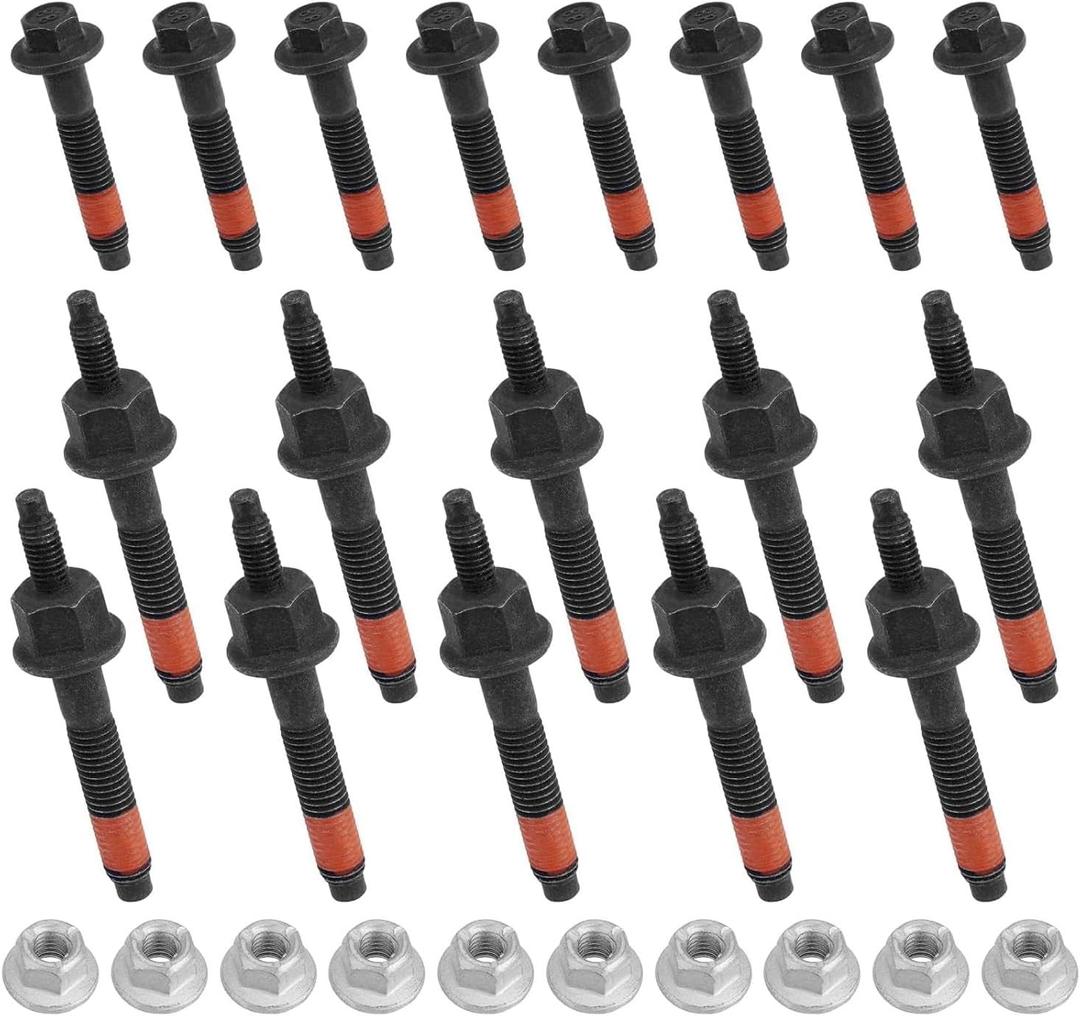 5.7 Exhaust Manifold Bolts & Nuts Compatible with Chrysler 300,Aspen/Dodge Ram 1500 2500 3500 Durango Charger/Jeep Grand Cherokee Commander Replace# 03309 6505316AA, 6507746AA (Left & Right)