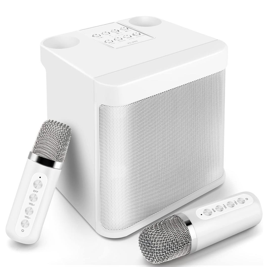 KDCH Portable Bluetooth Karaoke Speaker Karaoke Machine for Adults and Kids, Portable Bluetooth Karaoke Speaker with 2 Wireless Microphones for TV, Singing Karaoke for Home Party, Great Gifts for Boys and Girls