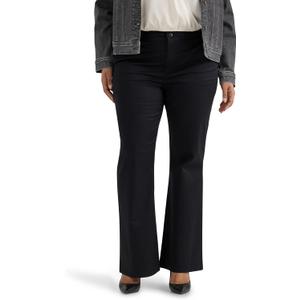 Lee Women's Plus Size Wrinkle Free Mid Rise Bootcut Pant (Black, 16W Medium)