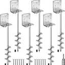 BeneLabel 2/4/6 Pack 18" 24" Ground Anchors Screw in Shed Anchor with L Bracket Trampoline Anchor Spiral Swingset Anchors for Swing Set, Mobile Home, Fence, Playset, Tent, Canopy, Carport