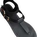 Zhoukezhi Women's Large Size Roman Sandals, Flat Breathable Summer Footwear (Black,6.5)