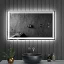 30" x 18" LED Bathroom Mirror with Lights Framed LED Mirror for Bathroom Backlit and Front Lighted Bathroom Mirror Black Square Aluminum Frame Anti-Fog Dimmable Vanity Shatter-Proof