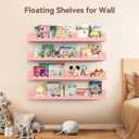 Floating Shelves for Wall, 23 Inch Metal Nursery Book Shelves 4 Pack, Wall Mounted Book Shelf for Kids Room, Bedroom, Bathroom, Playroom Decor (Pink)