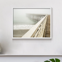Kate and Laurel Sylvie Wooden Pier On The Beach Framed Canvas by Amy Peterson Gray, Coastal Calming Wall Decor for Your Living Room, Bedroom, Or Bathroom 8 x 10in