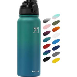 Fanhaw 20 oz Insulated Stainless Steel Water Bottle with Anti-Dust Chug Lid, Leakproof Vacuum Metal Everyday Use Bottle for Kids, Teens & Adults, Back to School Essentials (Green Blue)