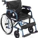 Foldable Lightweight Wheelchair with Handbrakes, Adult Transport Wheelchair, Weighs Only 30 lbs, Flip Up & Height Adjust Armrest (22" Rear Wheel)