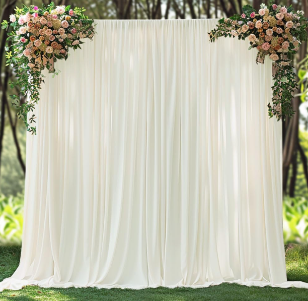20x10ft Wrinkle Free Cream Backdrop Curtain for Parties Soft Fabric Drapes Wedding Curtain Backdrop for Birthday Party Decorations Background for Photography 5x10ft,4 Panels
