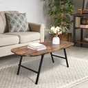 Foldable Coffee Table Natural Wood Oval Coffee Tables No Assembly Portable Floor Table Desk for Sitting on The Floor Low Coffee Table for Small Spaces Living Room Outdoor Use, 42"D X 20"W X 16"H