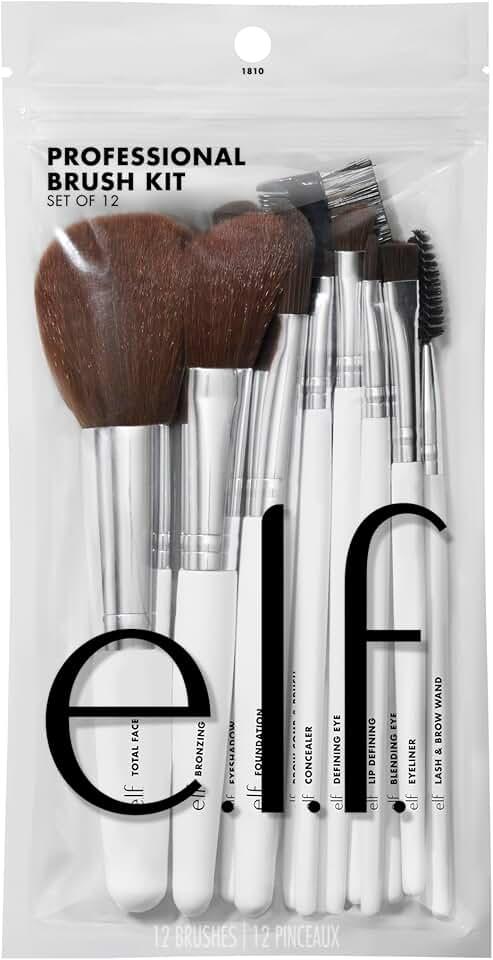 e.l.f. Professional Set of 5 Makeup Brushes, Pro-Worthy Makeup Brushes For A Flawless Full-Face Application, Vegan & Cruelty-Free