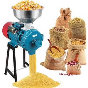 Electric Grain Mill Grinder 3000W 110V, Commercial Corn Grinder with Funnel, Dry Feed Grain Mill Machine, Thickness Adjustable, Powder Grinder for Grain Corn Rice Herbs Pepper (Dry Use)